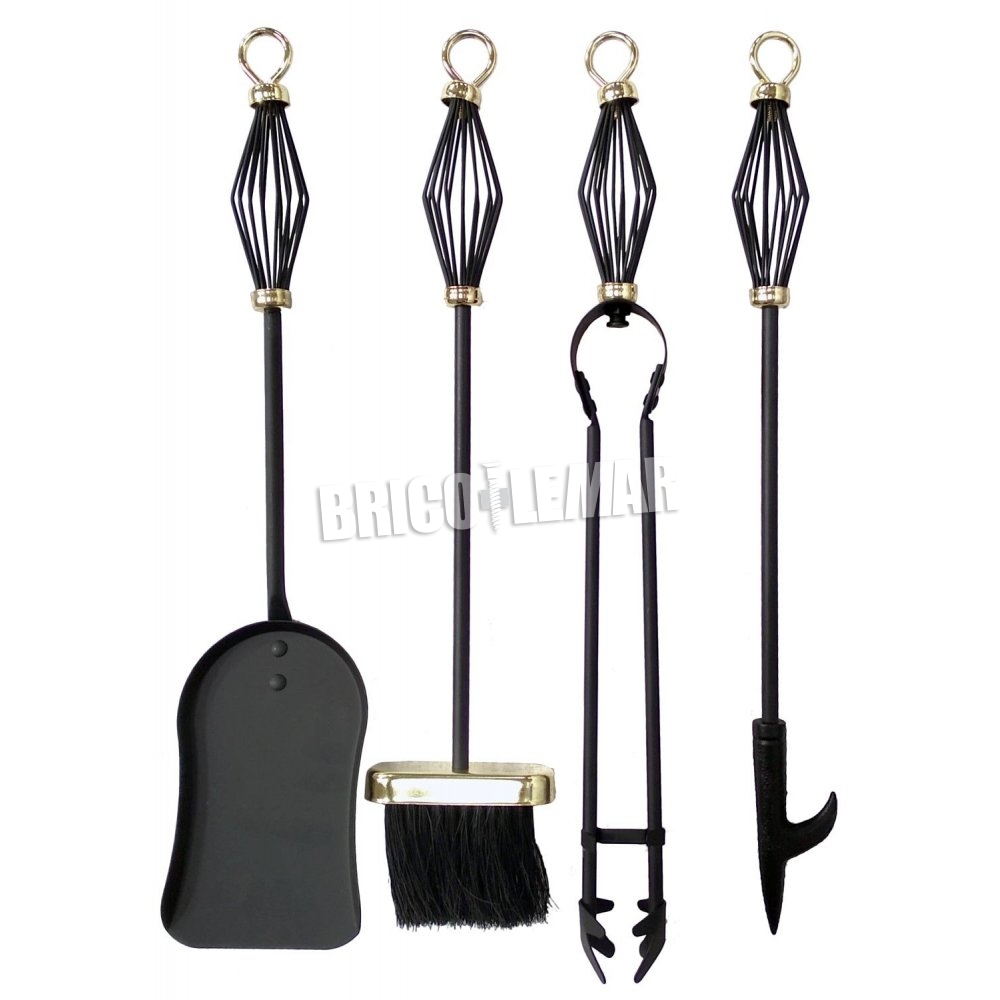 ▷ Comprar Conjunto de 4 utensilios para chimenea negro oro Maiol