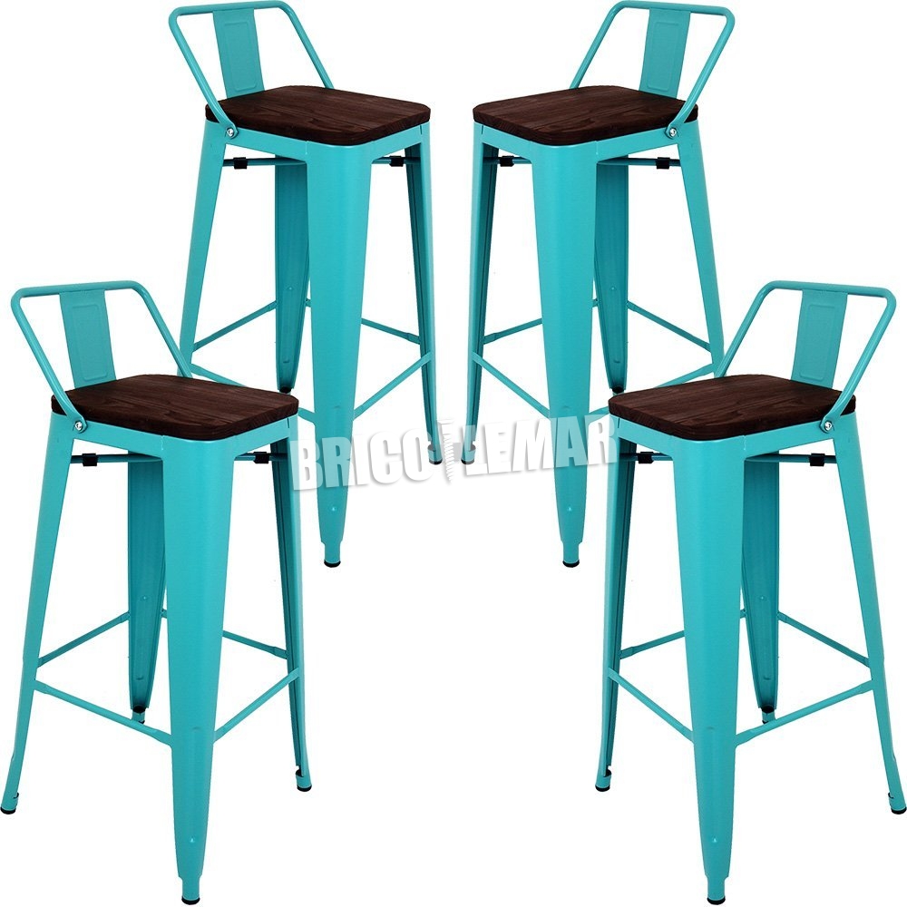 Buy Pack Of 4 Stools High Metallic Turquoise Bexley Tolix Furniture