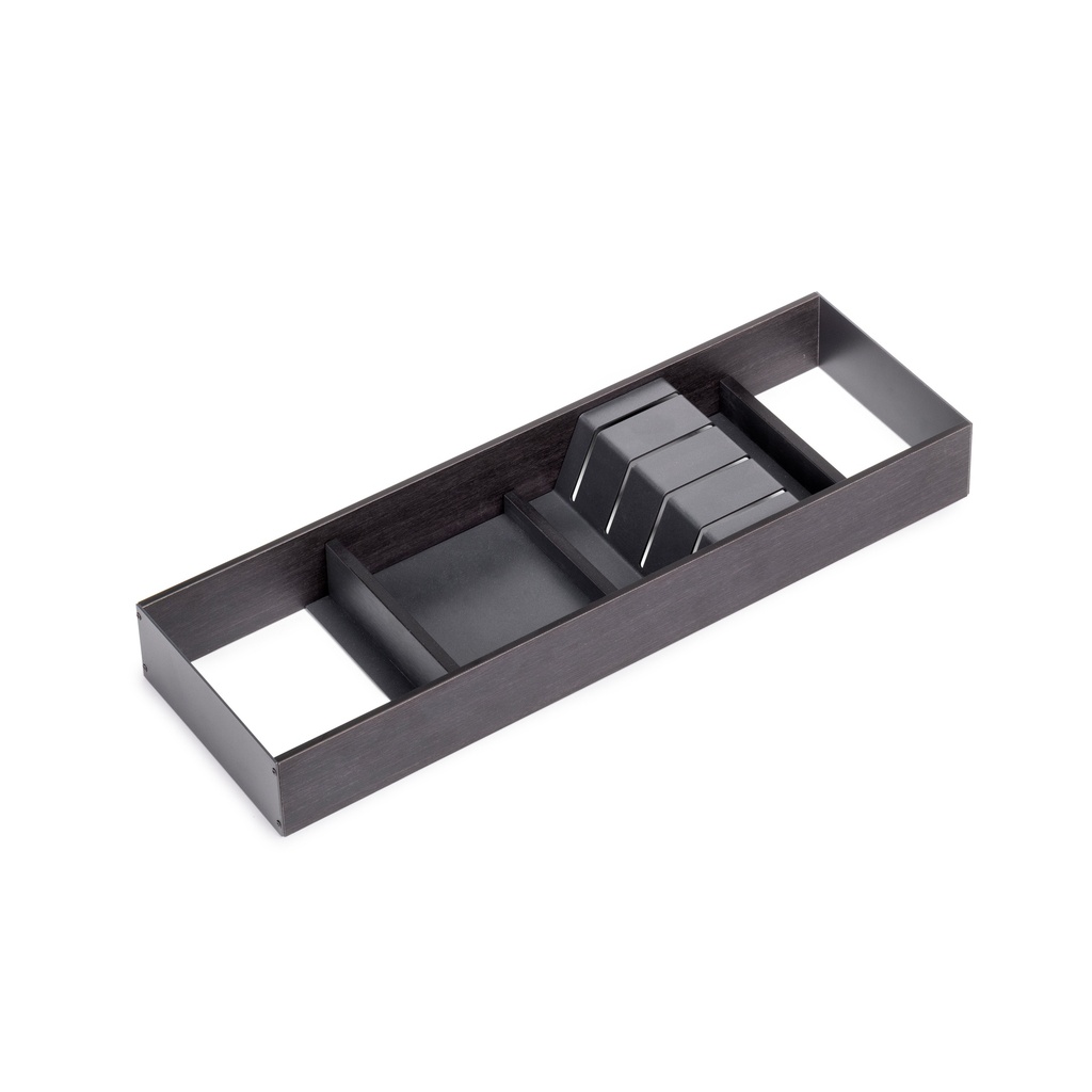 Portacuchillos Orderbox para cajón, 150x470mm, Acero y Madera, Gris antracita - Emuca