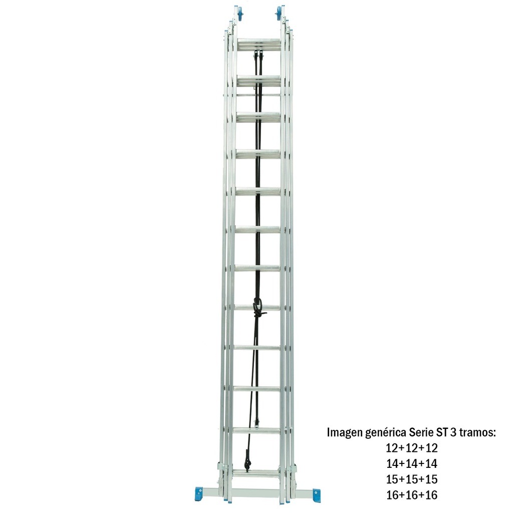 Escalera de 3 tramos con cuerda 15+15+15 peldaños Plabell ST