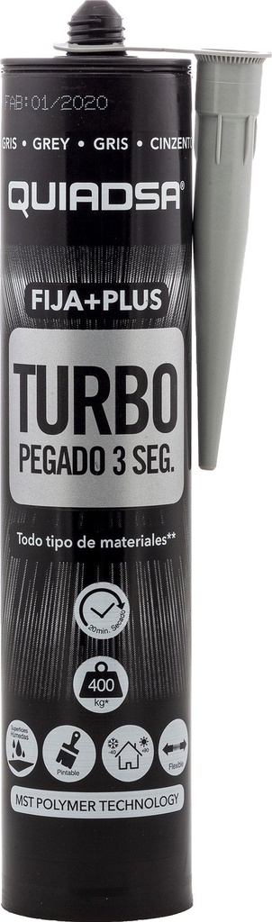 Fixe + Turbo Plus collage trois secondes 290ml gris Quiadsa