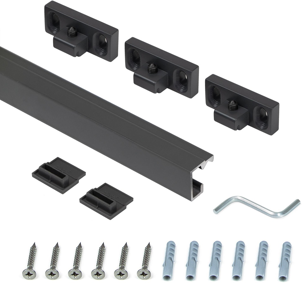 Perfil para colgar accesorios de cocina Titane 110cm aluminio y zamak gris antracita Emuca