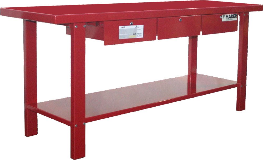 Metal work bench with three drawers Mader