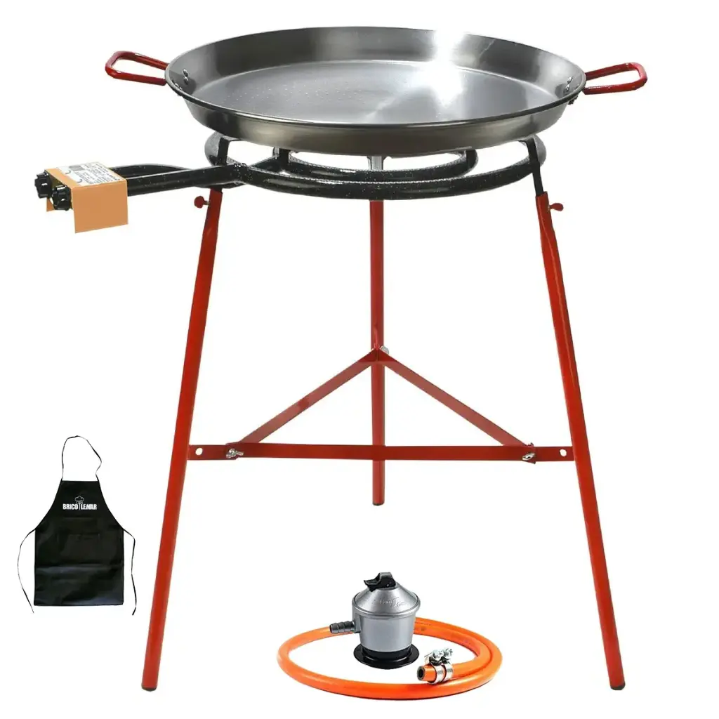 Kit paellero 50cm Garcima + paellera 55cm + + regulator and hose reinforced support Kabra