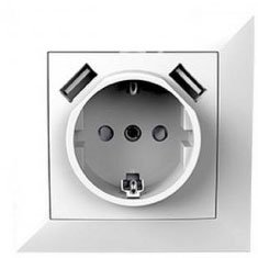 Base recessed sucko + 2 USB ports White GSC Evolution