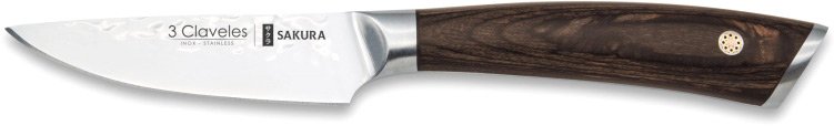 Cuchillo verduras Sakura 9cm acero inoxidable mango madera de Pakka forjado martillado 3 Claveles