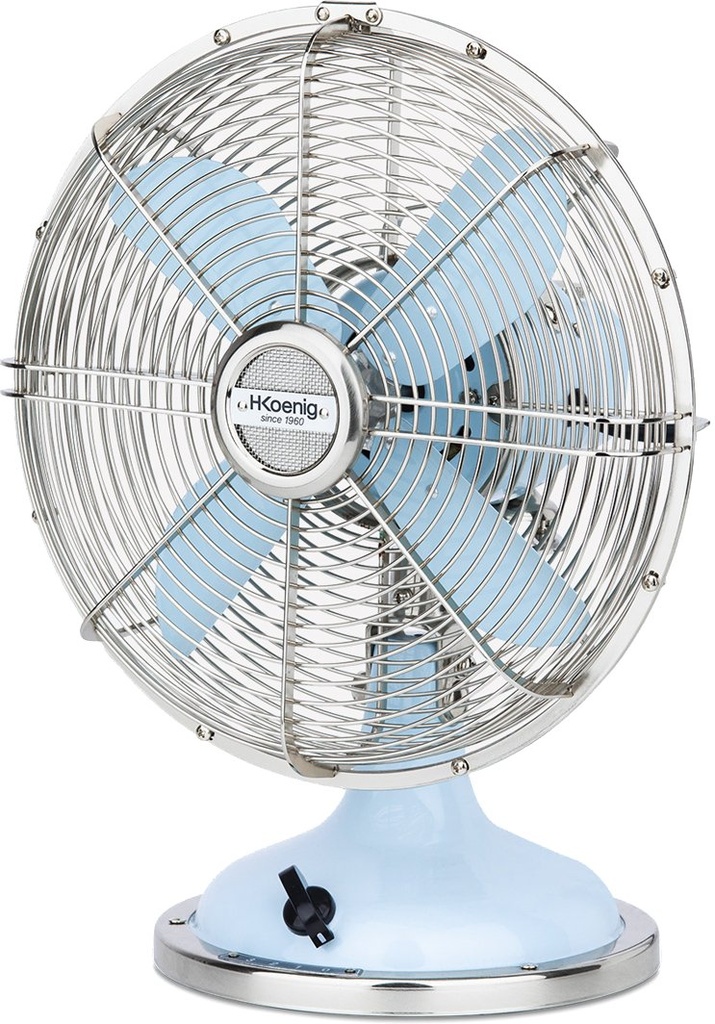 Retro metal ventilatorontwerp JOE50 33W blue 25 cm3 snelheden vier bladen H.Koenig