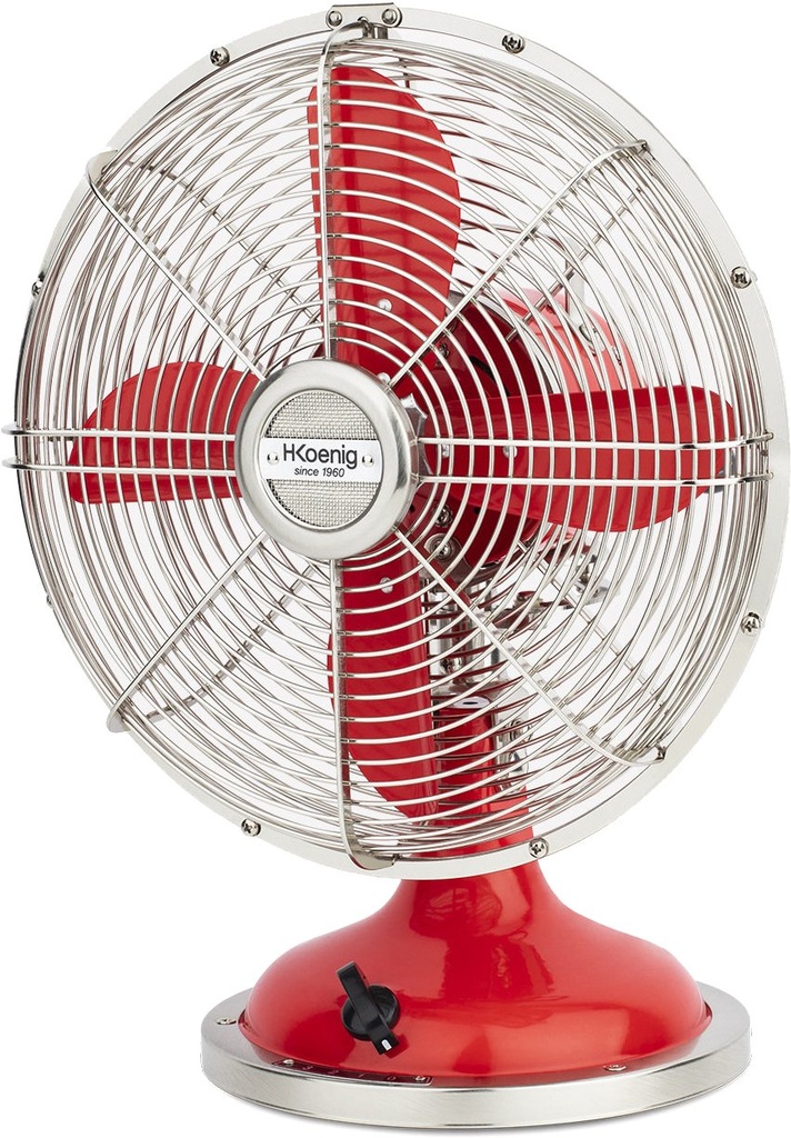 Retro metal fan design JOE50 33W red 25cm 3 speeds four blades H.Koenig
