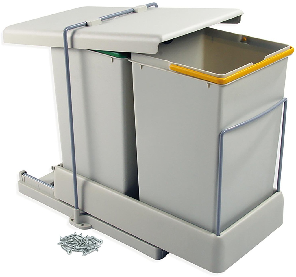 Recycling bin for fixing kitchen unit Lower2 cubes 14 liter gray Emuca