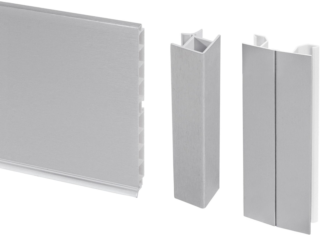 Kit de zócalos para cocina altura 150mm 4,7m plástico anodizado satinado Emuca