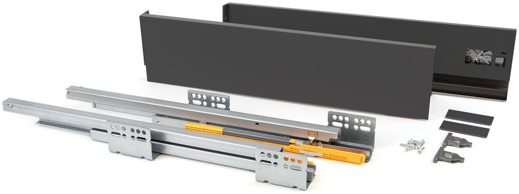 Kit cajón de cocina Concept altura 138mm profundidad 450mm cierre suave acero gris antracita Emuca