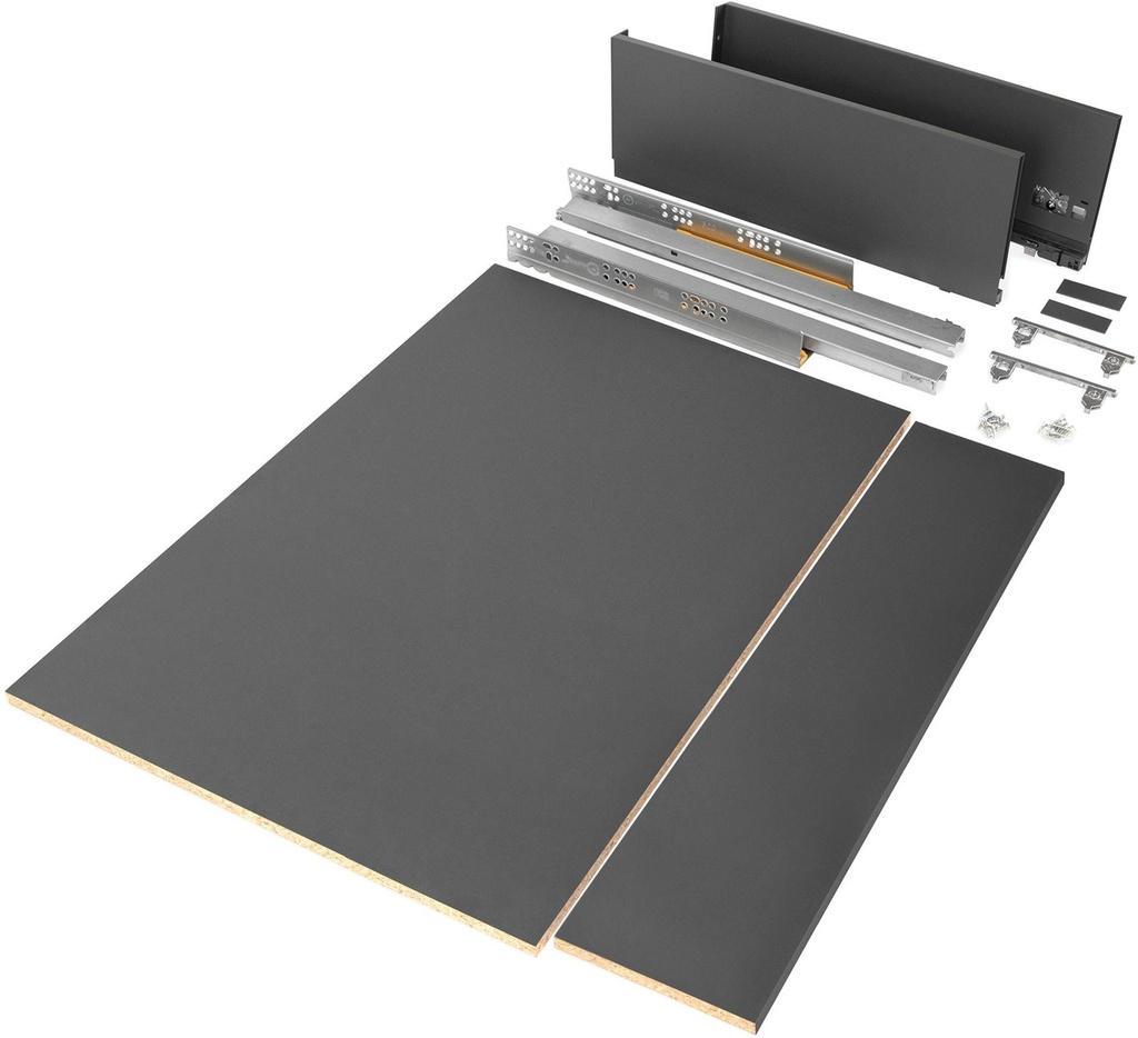 Kit Schublade Vertex Küche oder Bad 500mm Höhe 178mm 900mm Modul für Stahl anthrazit Emuca