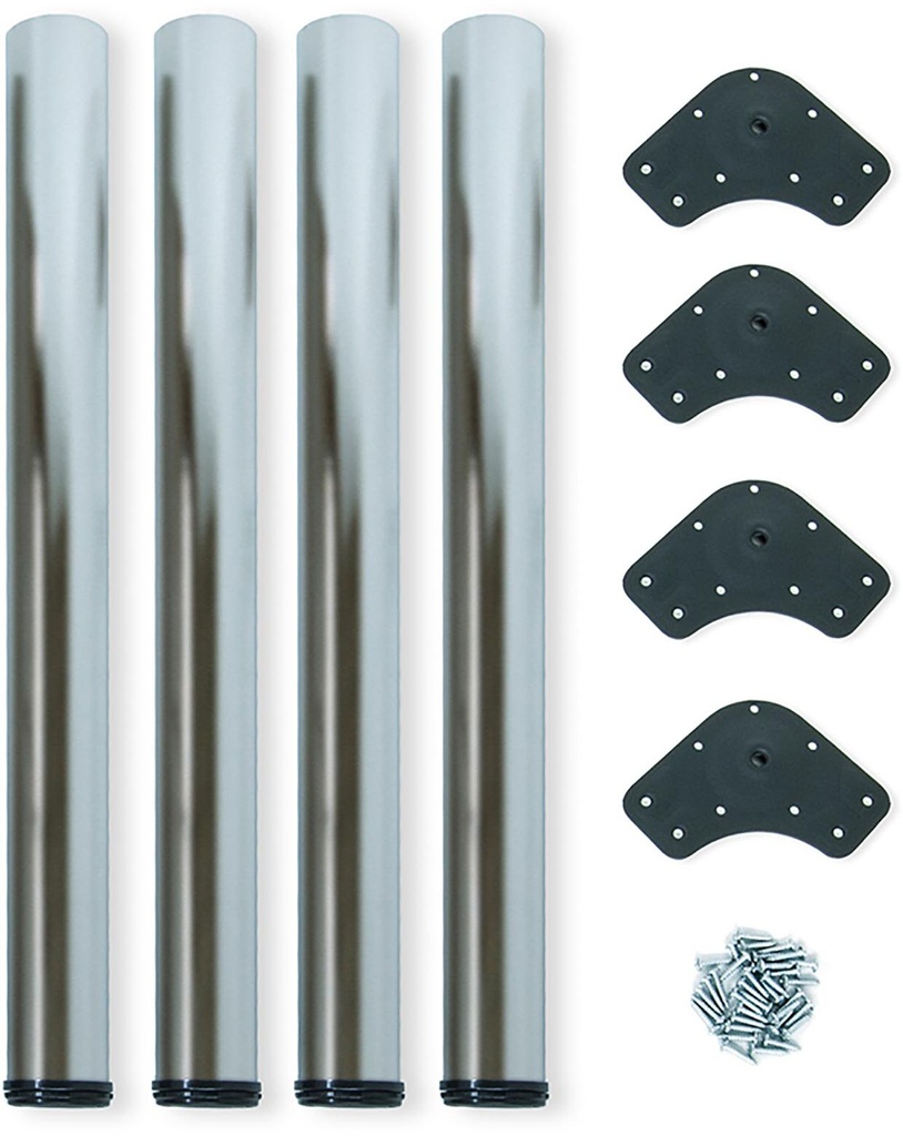 Tavolo da gioco 4 gambe per 830-850mm regolabile Ø60mm acciaio satinato nickel Emuca