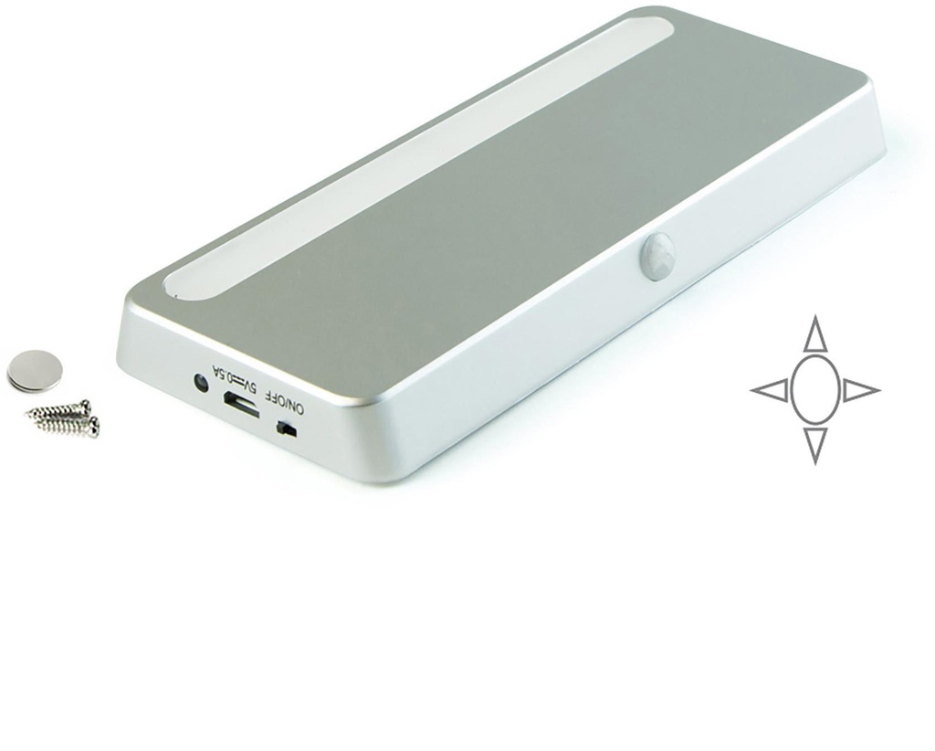 Rechargeable LED Motion Sensor 4000K metallic gray plastic Emuca