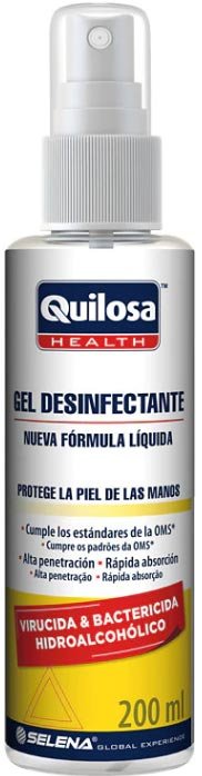 Gel hydroalcoholic hand sanitizer 200ml virucidal and bactericidal Health Quilosa