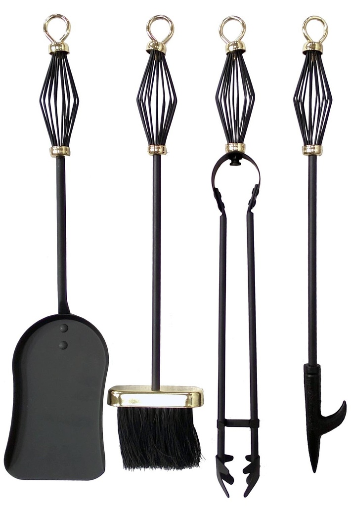 Set di 4 camino Stoviglie di oro nero Maiol