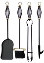 Set of 4 fireplace utensils black gold Maiol