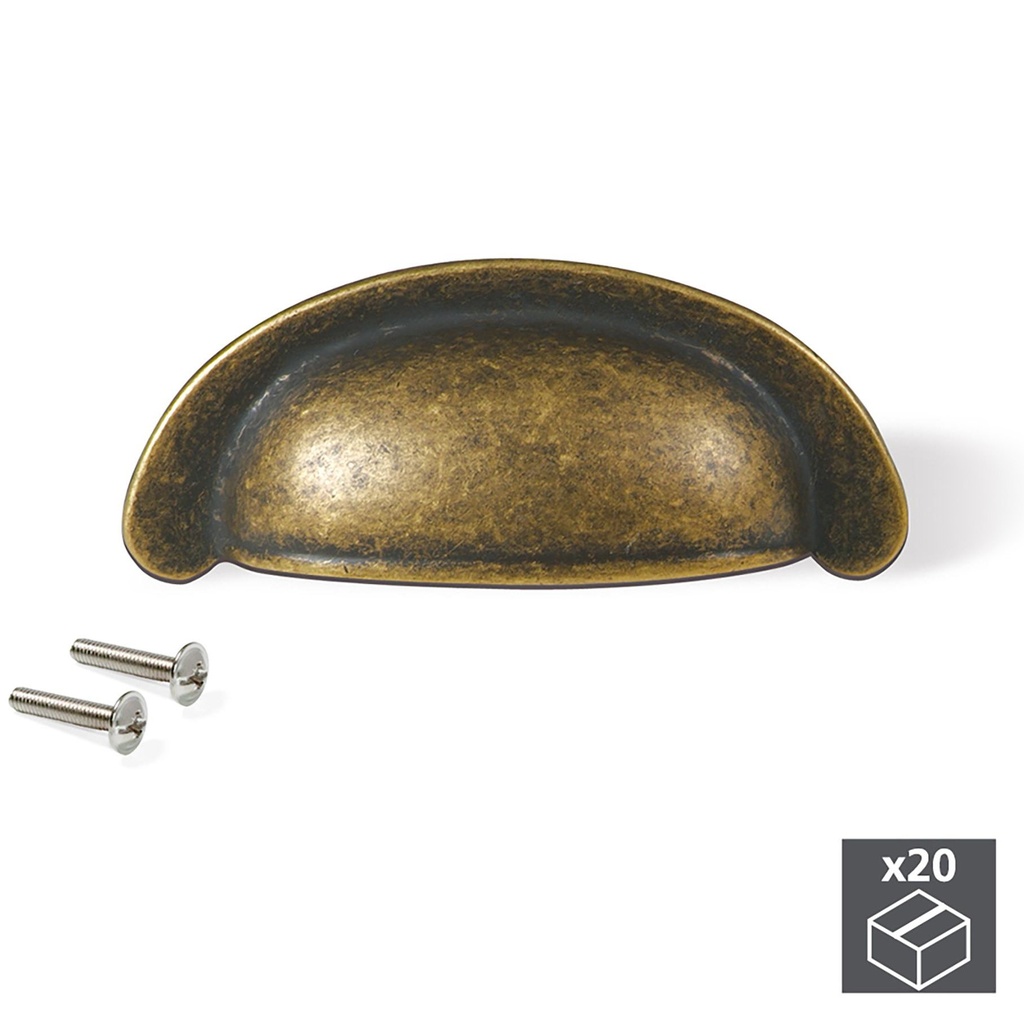Lote de 20 tiradores para mueble Marrakech intereje 64mm zamak bronce Emuca