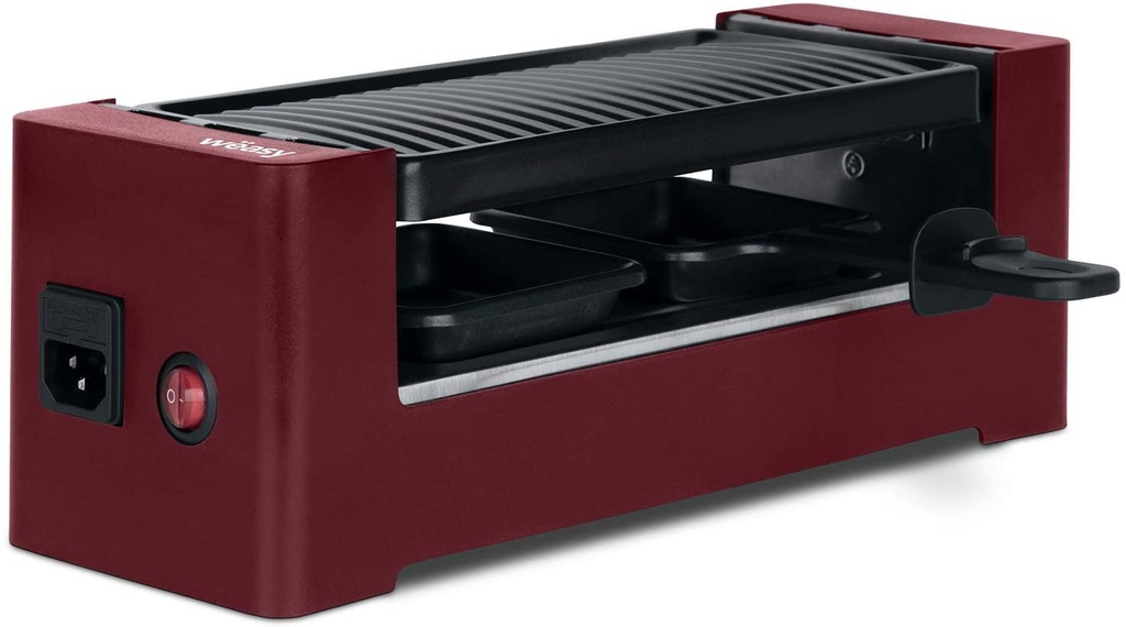 Raclette 2 personas 2 en 1 grill roja antiadherente 400W Wëasy TAK12