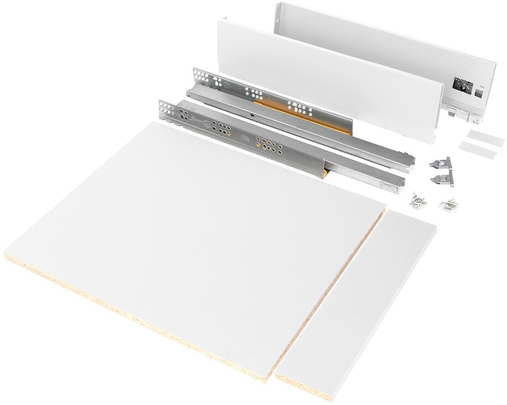 Kit de cajón cocina o baño Vertex con tableros profundidad 500mm altura 93mm módulo 450mm acero blanco Emuca