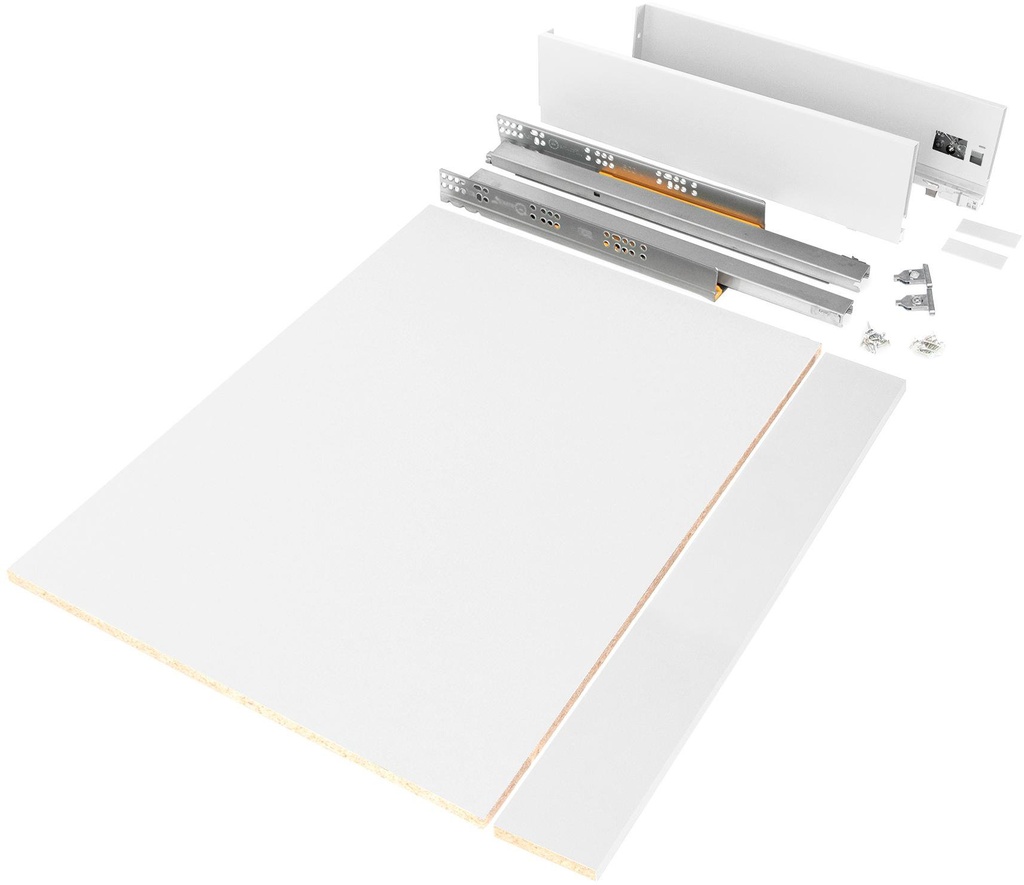Kit de cajón cocina o baño Vertex con tableros profundidad 500mm altura 93mm módulo 900mm acero blanco Emuca