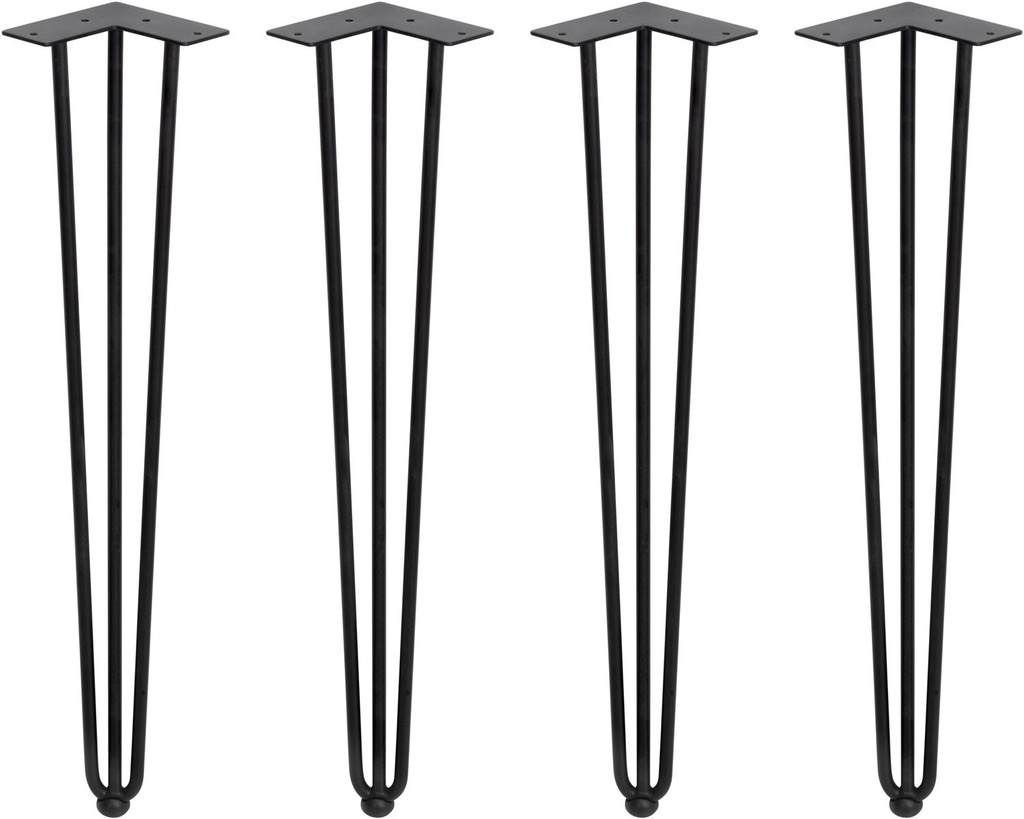 Game 3 fours Hairpin table height 710mm rods painted black Emuca