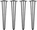 Spiel 3 Vieren Hairpin Tischhöhe 710mm Stäbe schwarz lackiert Emuca