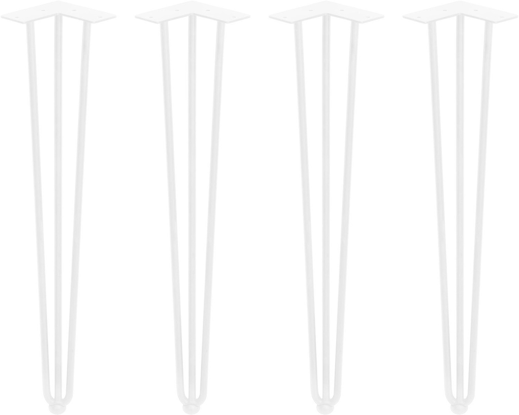 Juego de cuatro patas Hairpin de 3 varillas para mesa altura 710mm pintado blanco Emuca