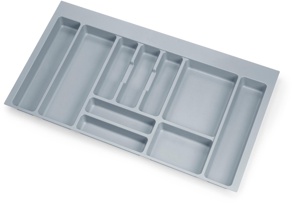 Bandeja de talheres Optima para gaveta de cozinha Módulo de plástico cinza 900mm Emuca