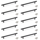 Lote de 10 tiradores para mueble Orlando, L252mm, intereje 192mm, Acero, Pintado negro - Emuca