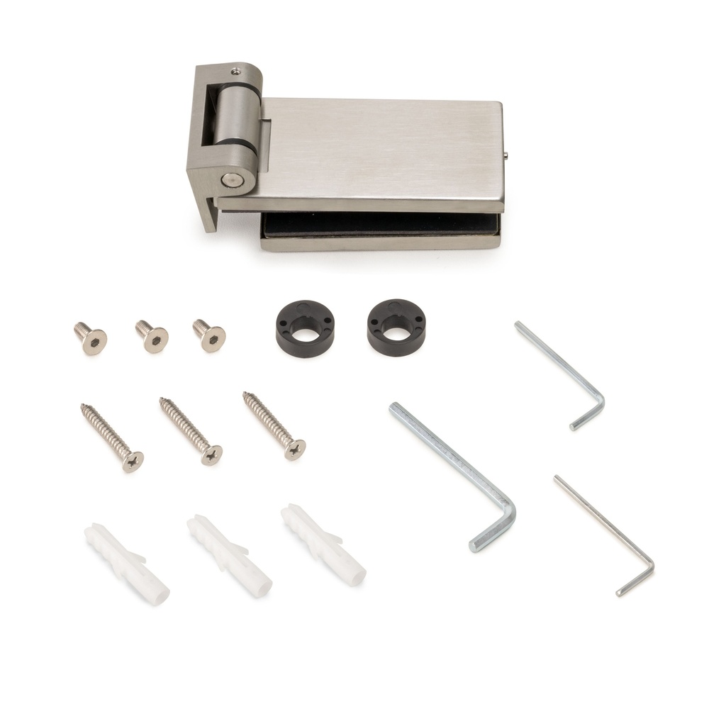 Bisagra Cristal Horizontal Inox 34mm Pala 8-12mm Acero Inoxidable - Emuca