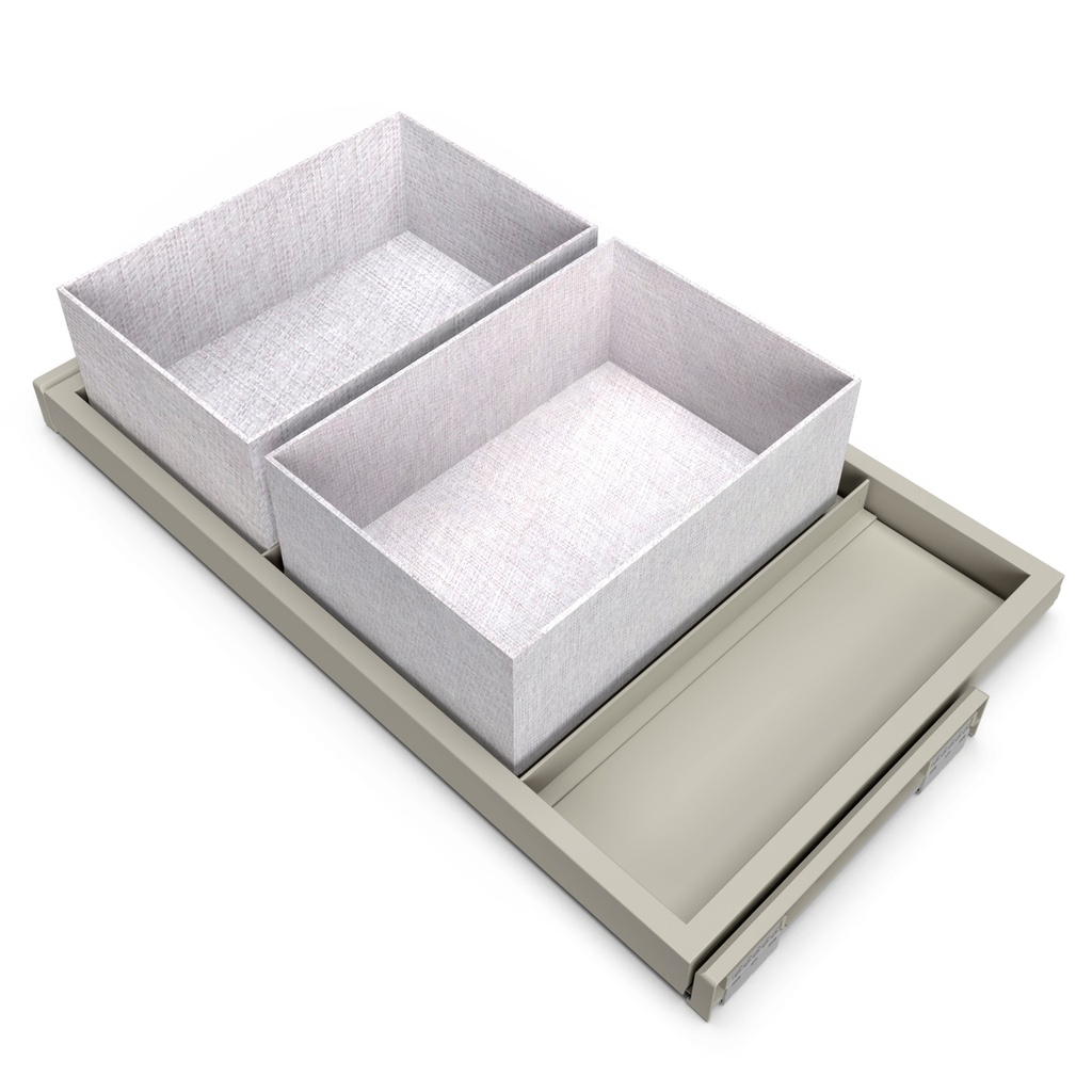 Kit Bandeja 2 Cestos Organizadores Guías 800mm Gris Piedra - Emuca