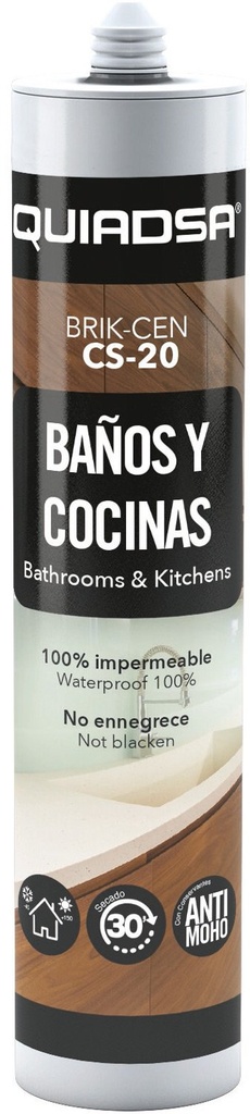 Silicone casas de banho selante e cozinhas BRIK-CEN CS-20 280ml branco Quiadsa