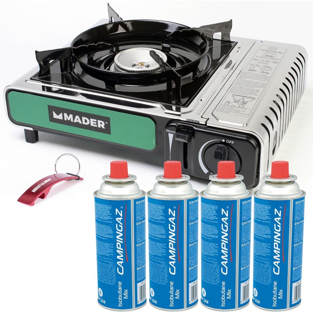 Tragbare Gasherd zu 2,2 kW + 4 Mader Gaskartuschen 220g Campingaz