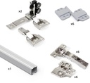Zweifach-System für Schiebetüren 2 Holz und Falten anodisiertem Aluminium aufgehängt Emuca