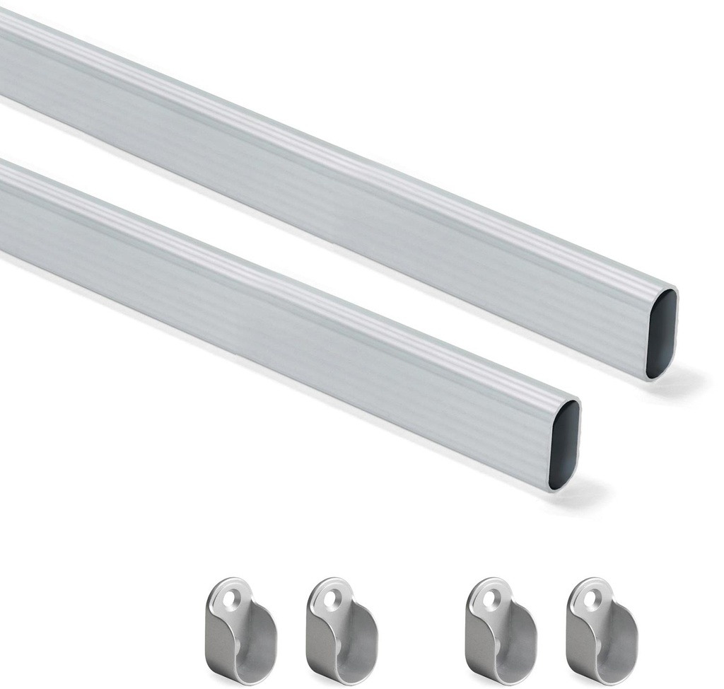 Kit bar kast 30x15mm geanodiseerd aluminium 750mm Emuca