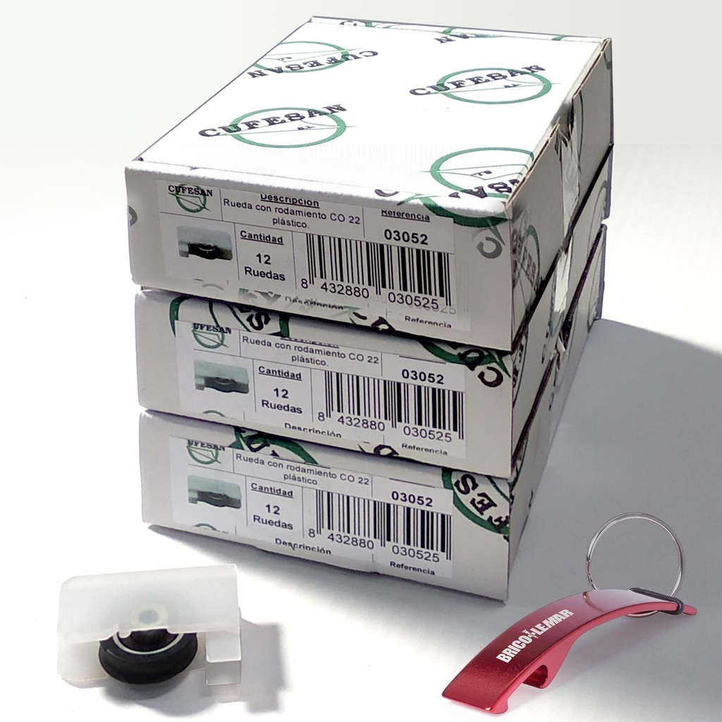 Wiel met lager CO 22 kunststof 37x25,5x11mm partij van 36 stuks Cufesan