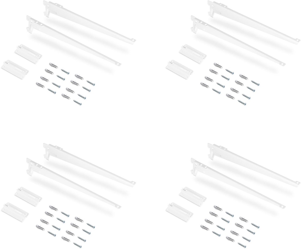 Set Wandbefestigungsplatten und Halterungen für Jagmet 230 weiß lackiertes Stahlregal Emuca