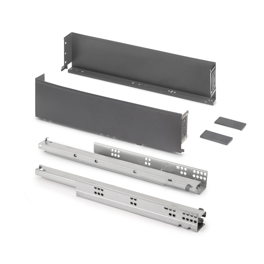 Cajón exterior Simplex 25kg de altura 122mm, profundidad 440mm, Acero, Gris antracita - Emuca