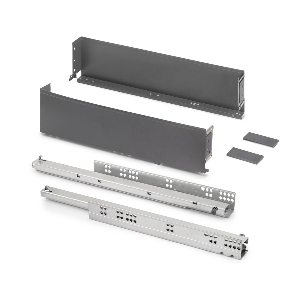 Cajón exterior Simplex 25kg de altura 122mm, profundidad 490mm, Acero, Gris antracita - Emuca