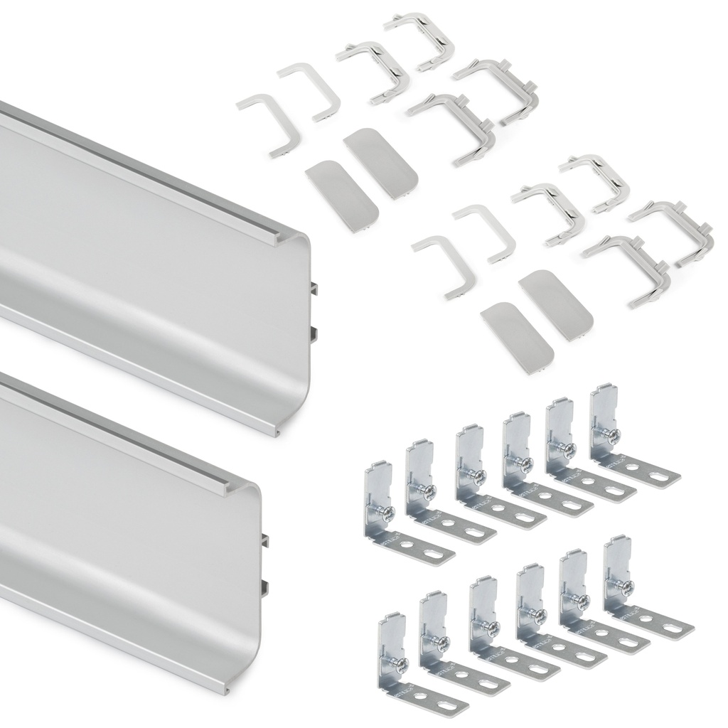 Kit de 2 perfiles centrales Gola para muebles de cocina, longitud 2,35m, con accesorios, Aluminio, Anodizado mate - Emuca