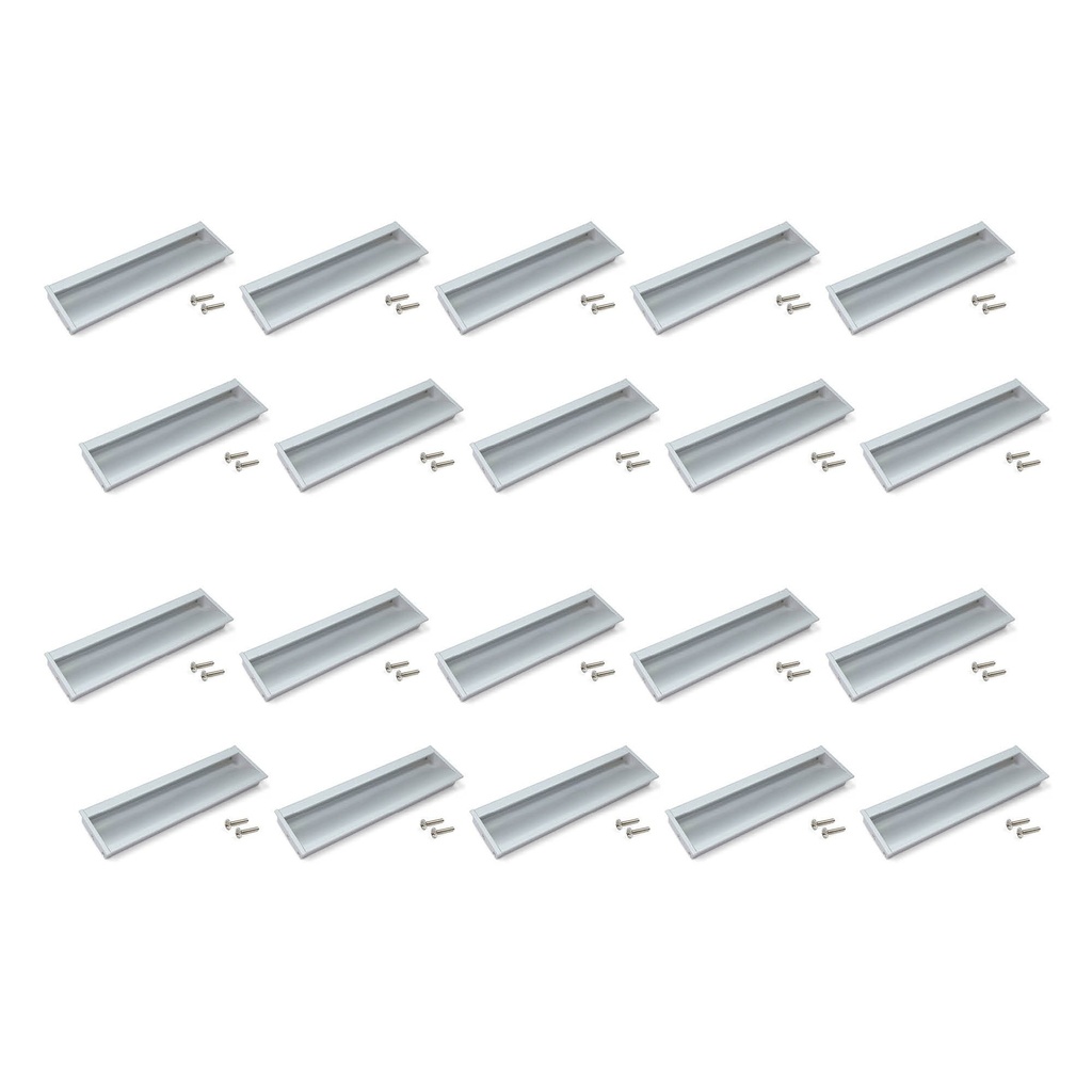 Lote de 20 tiradores para mueble Alfafar, L190mm, intereje 160mm, Aluminio, Anodizado mate - Emuca