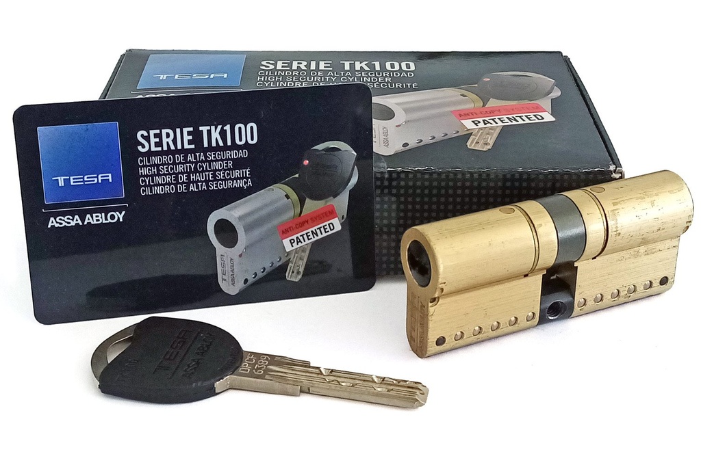 Cilindro de alta seguridad TK100 70mm 35x45 latón Exc.15mm TK153535L