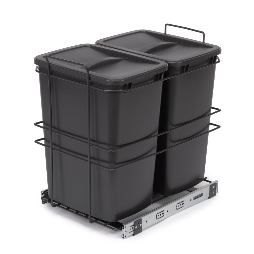 Contenedor reciclaje extracción manual 2x35L gris antracita para mueble cocina - Emuca