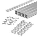Set 4 perfiles travesaños Albeam con accesorios de fijación aluminio mate - Emuca