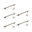 Lote de 5 tiradores para mueble Riad, L232mm, intereje 192mm, Aluminio, Bronce - Emuca