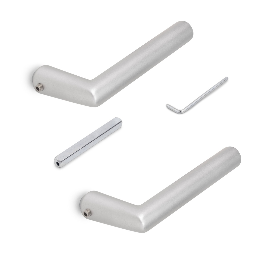 Manivelas para cerraduras de puertas de cristal de paso, forma L-R, aluminio, Acabado anodizado mate - Emuca