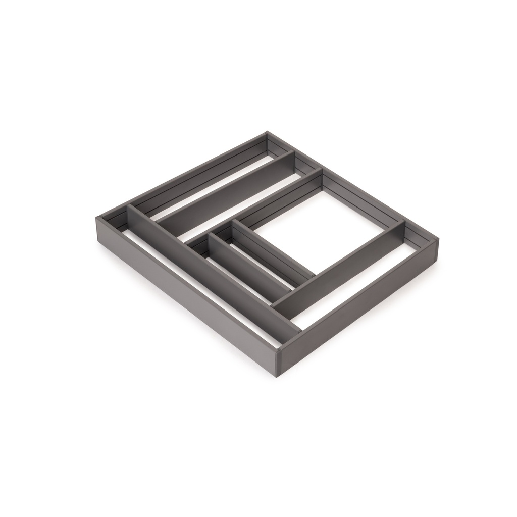 Organizador para cajón Alumount 600x500, Aluminio, Gris antracita - Emuca
