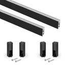 Lote de 2 barras para armario Luxe de longitud 0.75m con soportes, Aluminio y Plástico, Pintado negro texturizado - Emuca
