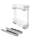 Botellero lateral extraíble Supra con cierre suave, módulo 150mm, Acero, Pintado aluminio - Emuca